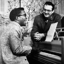 Sammy Davis, Jr. and Steve Allen rehearsing for the premiere of The Steve Allen Show, 1956